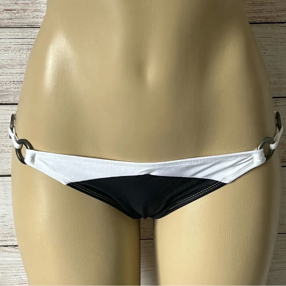 Toxic Sadie Bikini Bottom  Black/ White Brazen Hoops  Size M NWT
